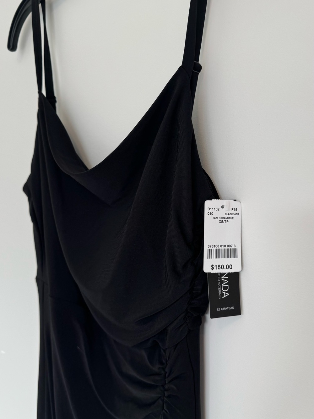 le chateau Black Cowl Ruched Dress - Brand new with tags